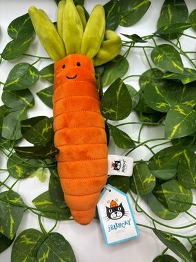 Jellycat Orange Carrot Plush with Green Leaves